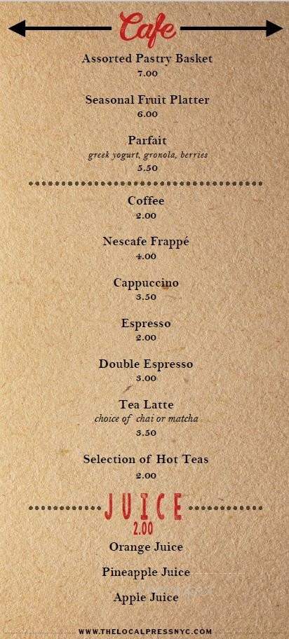 The Local Press - Ozone Park, NY menu_pic