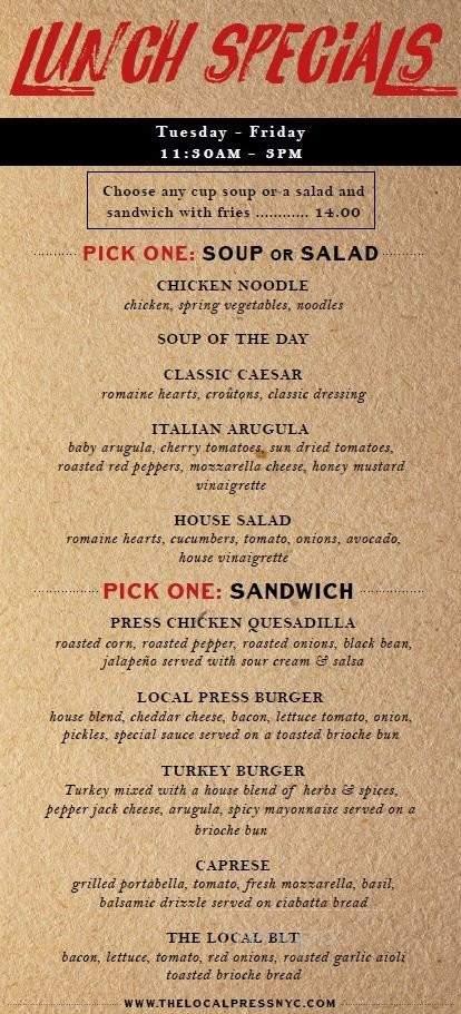 The Local Press - Ozone Park, NY menu_pic