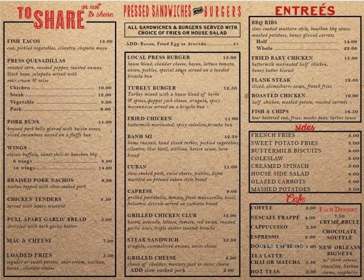 The Local Press - Ozone Park, NY menu_pic
