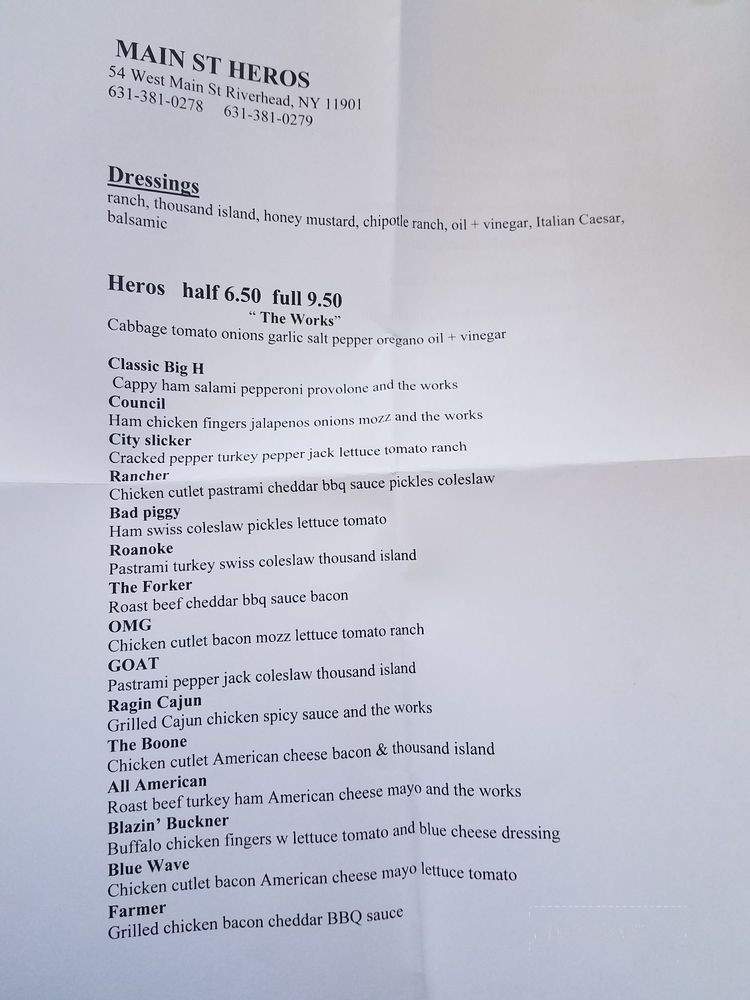 Main St Heros - Riverhead, NY menu_pic