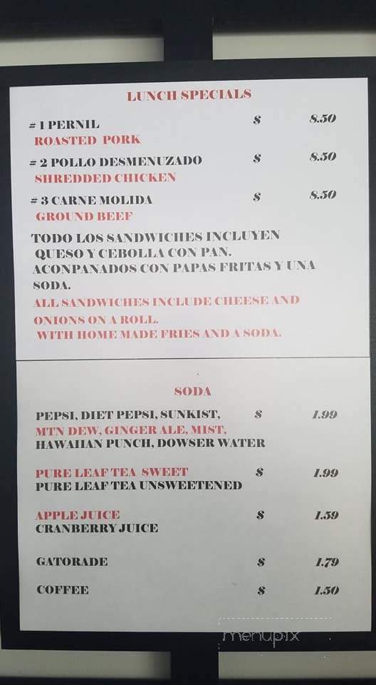 La Cocinita Latin Restaurant - Ellenville, NY menu_pic