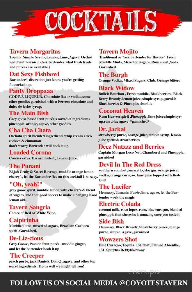 Coyote's Tavern - Newburgh, NY menu_pic