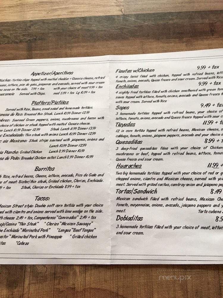 Rice & Beans Mexican Cuisine - Wappingers Falls, NY menu_pic