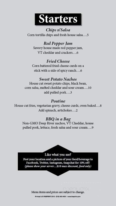 Sip - Plattsburgh, NY menu_pic