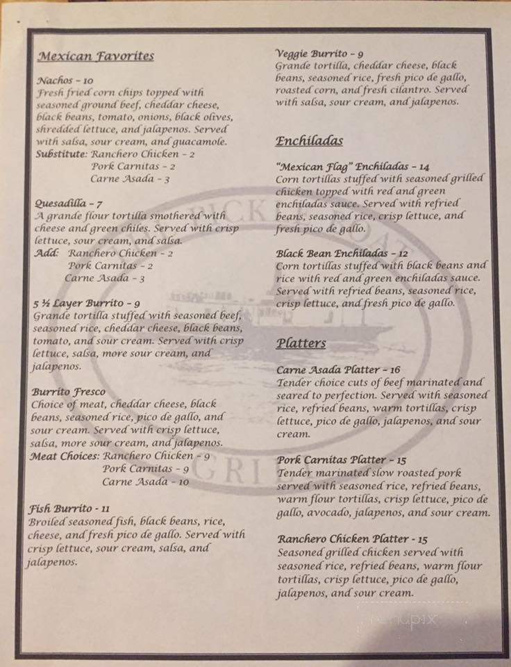 The Pickle Boat Grill - Old Forge, NY menu_pic