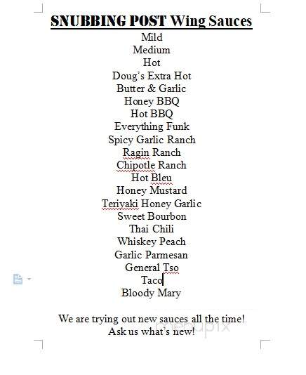 Snubbing Post Restaurant - Rome, NY menu_pic