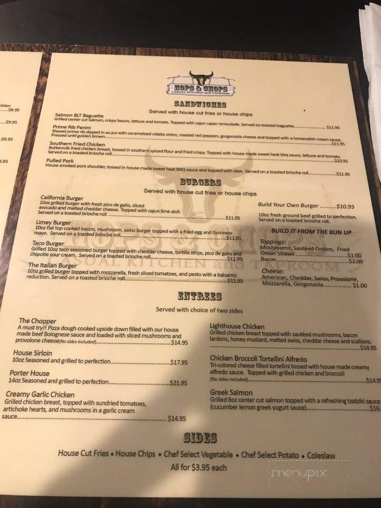 Hops & Chops - Sherburne, NY menu_pic