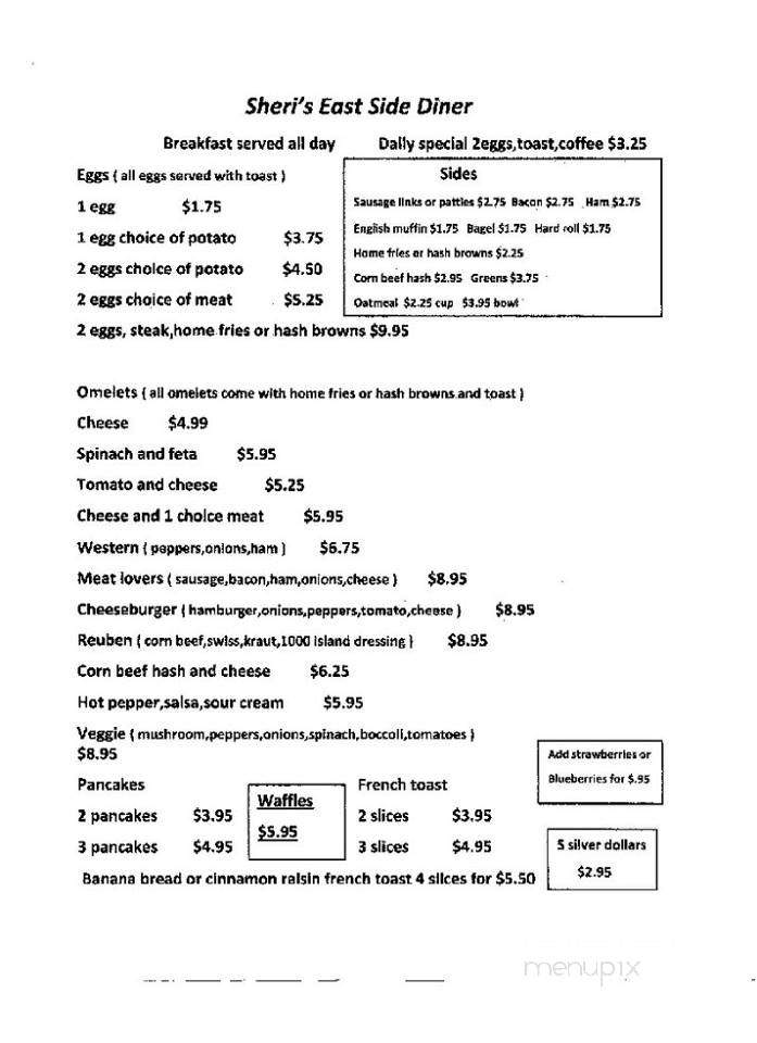 Sheri's EastSide Diner - Utica, NY menu_pic