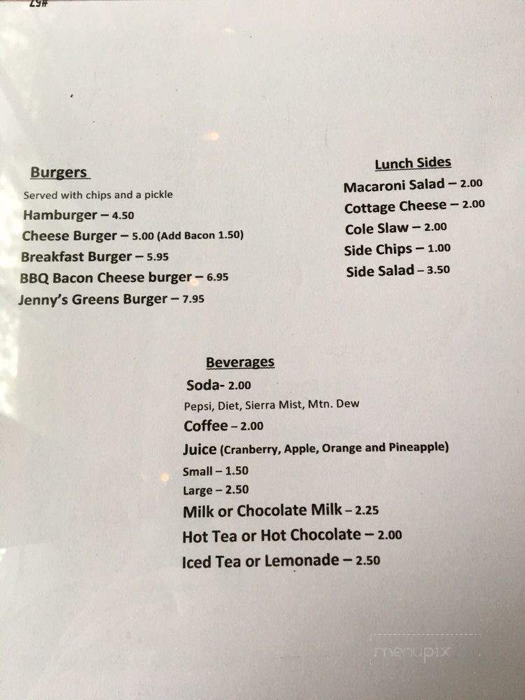 Jenny's Diner - Utica, NY menu_pic
