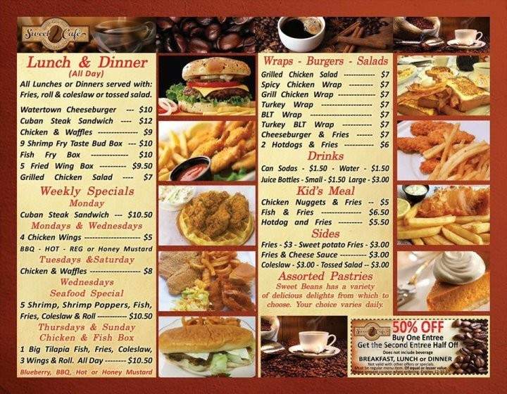 Menu Of Sweetbean Cafe And Restaurant In Watertown Ny 13601