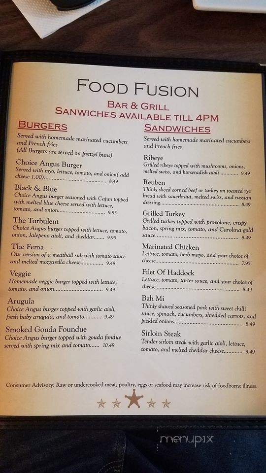 Food Fusion Bar And Grill - Endicott, NY menu_pic