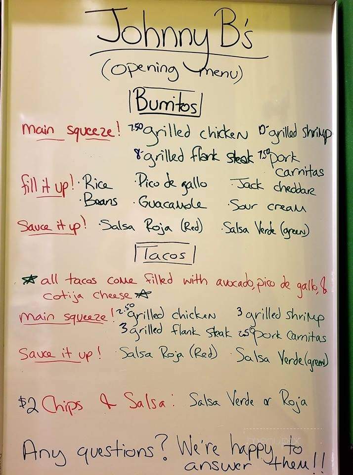 Johnny B's - Norwich, NY menu_pic