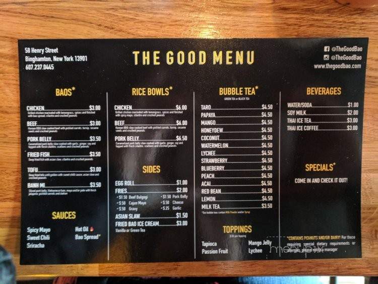 The Good Bao - Binghamton, NY menu_pic