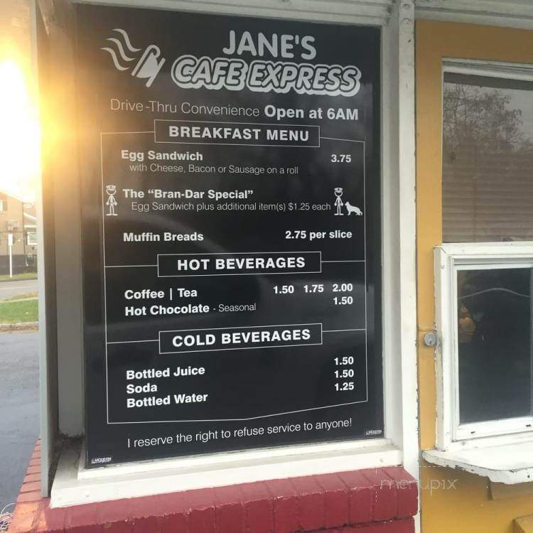 Jane's Cafe Express - Lewiston, NY menu_pic