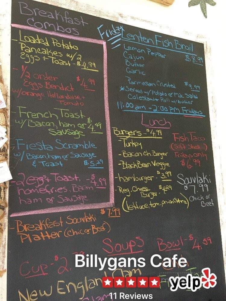 Billygans Cafe - Tonawanda, NY menu_pic