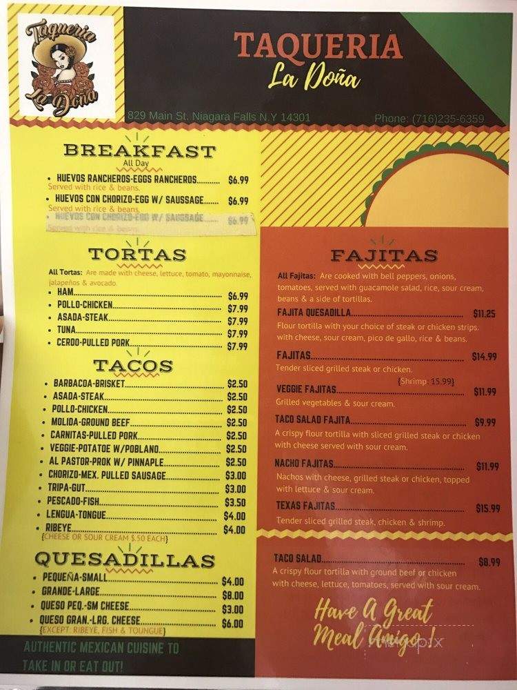 Taqueria La Dona - Niagara Falls, NY menu_pic