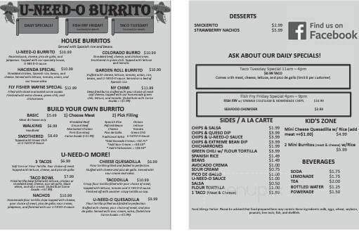 U-Need-O Burrito - Albion, NY menu_pic