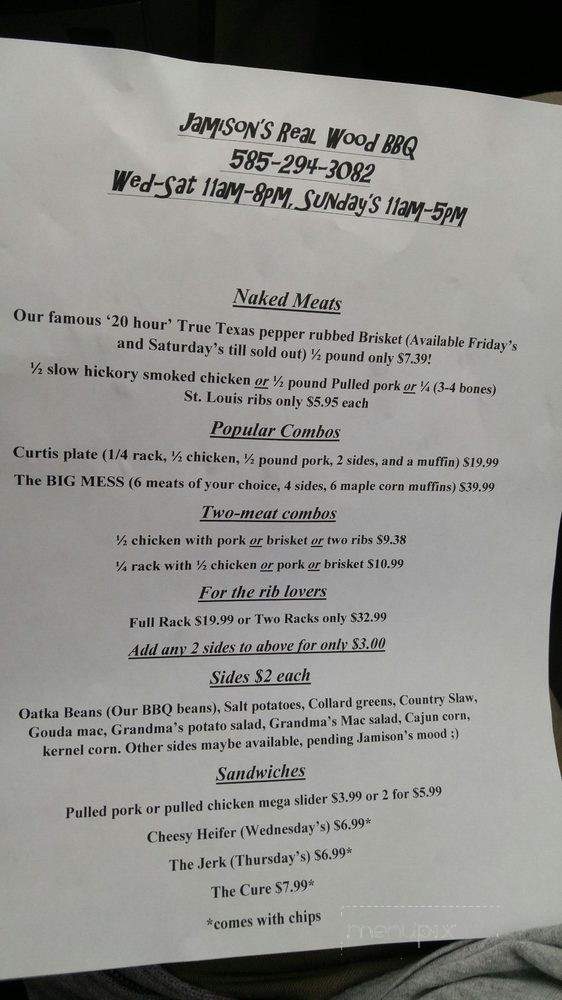 Jamison's Real Wood BBQ - Caledonia, NY menu_pic