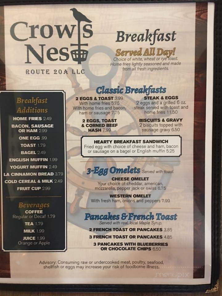 Crow's Nest - Warsaw, NY menu_pic