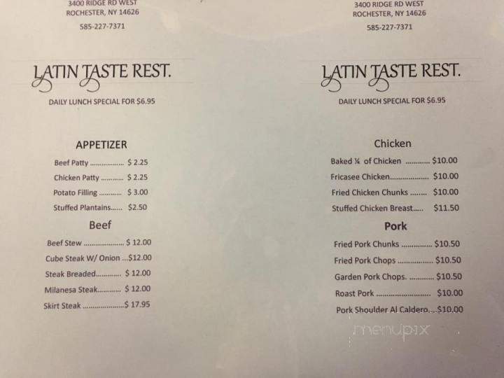 Latin Taste - Rochester, NY menu_pic
