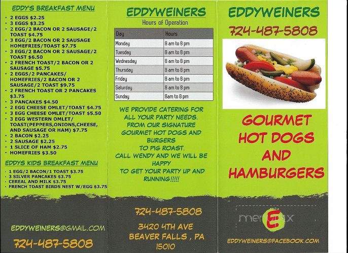 Eddyweiners - Beaver Falls, PA menu_pic