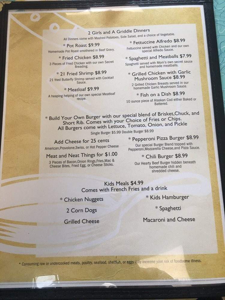 2 Girls and a Griddle - Belle Vernon, PA menu_pic