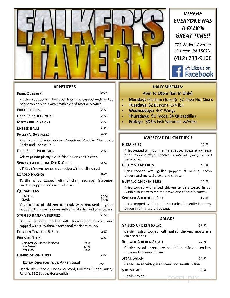 Falkers Tavern - Clairton, PA menu_pic