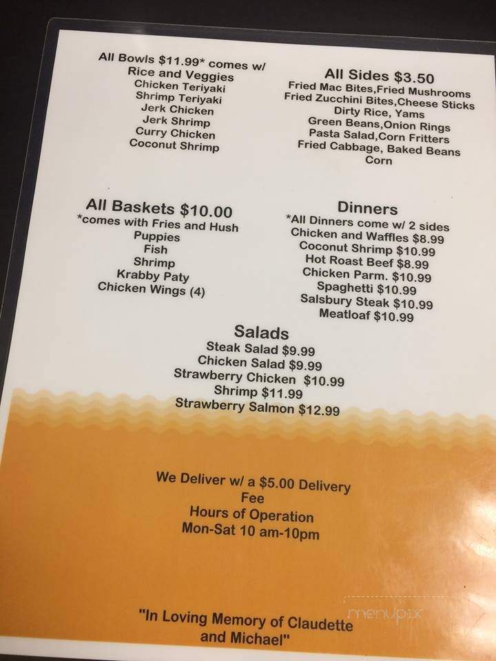 Claudette's Kitchen - New Kensington, PA menu_pic