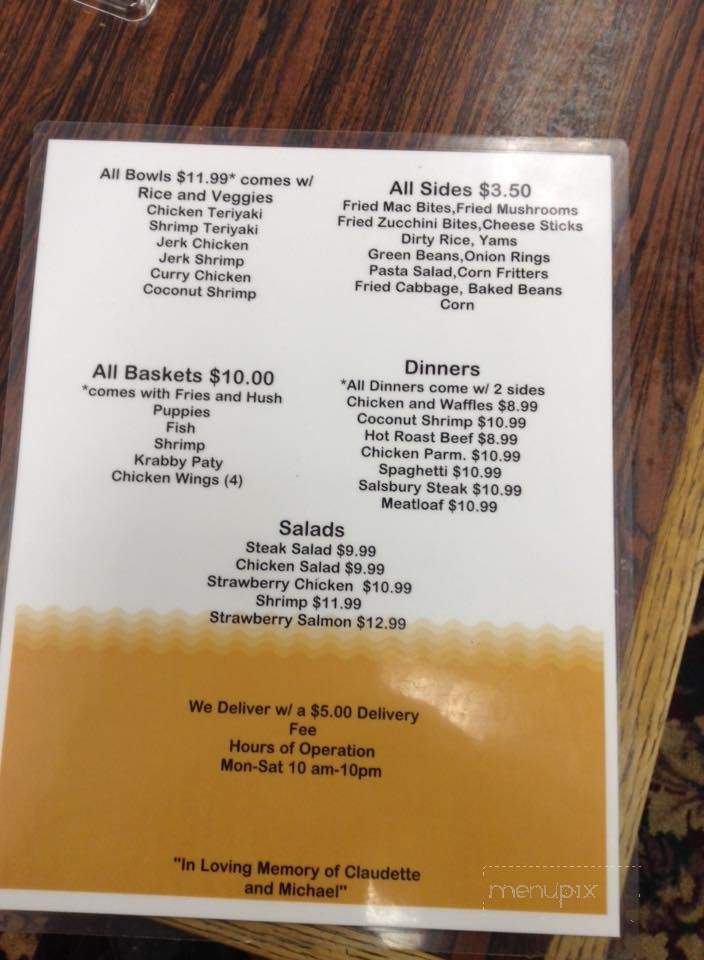 Claudette's Kitchen - New Kensington, PA menu_pic