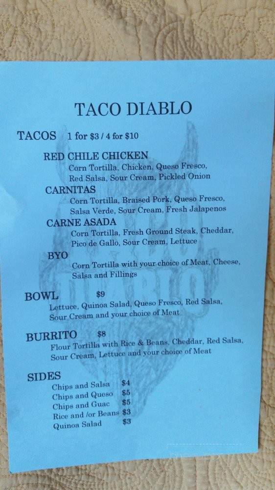 Taco Diablo - Pittsburgh, PA menu_pic