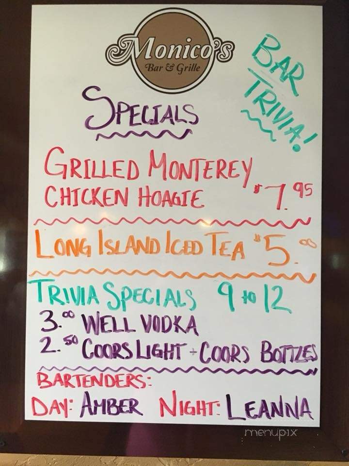 Monico's Bar & Grill - Pittsburgh, PA menu_pic