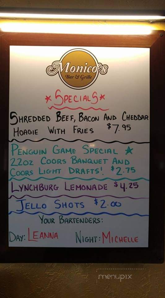 Monico's Bar & Grill - Pittsburgh, PA menu_pic
