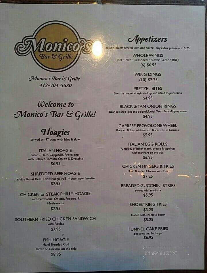 Monico's Bar & Grill - Pittsburgh, PA menu_pic