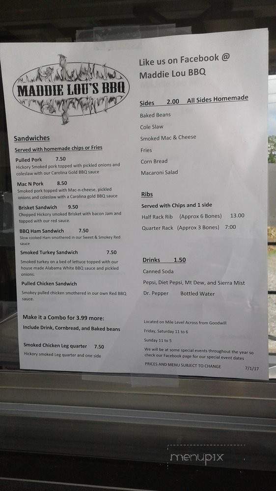 Maddie Lou's BBQ - Bedford, PA menu_pic