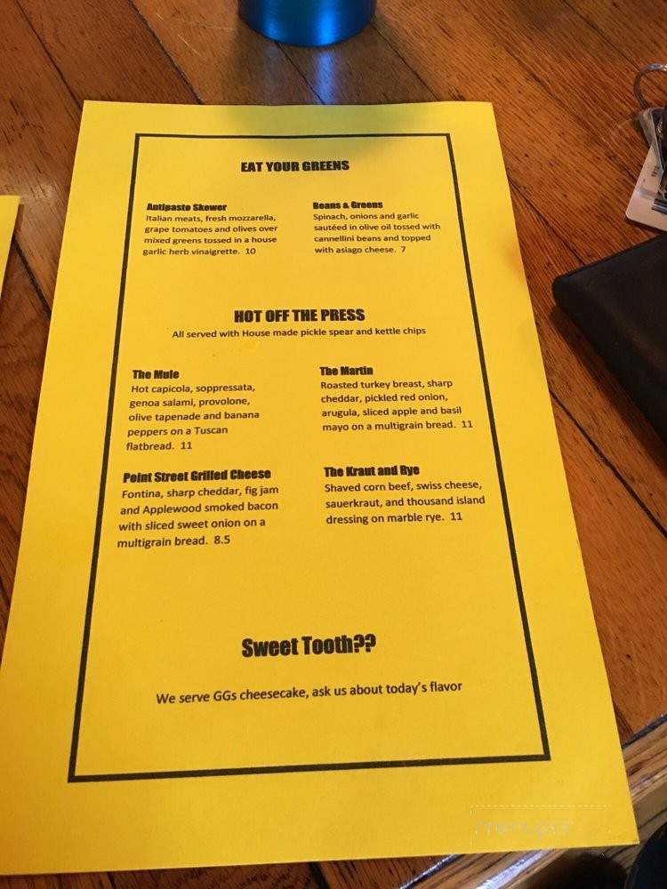 Point Street Tavern - Saltsburg, PA menu_pic