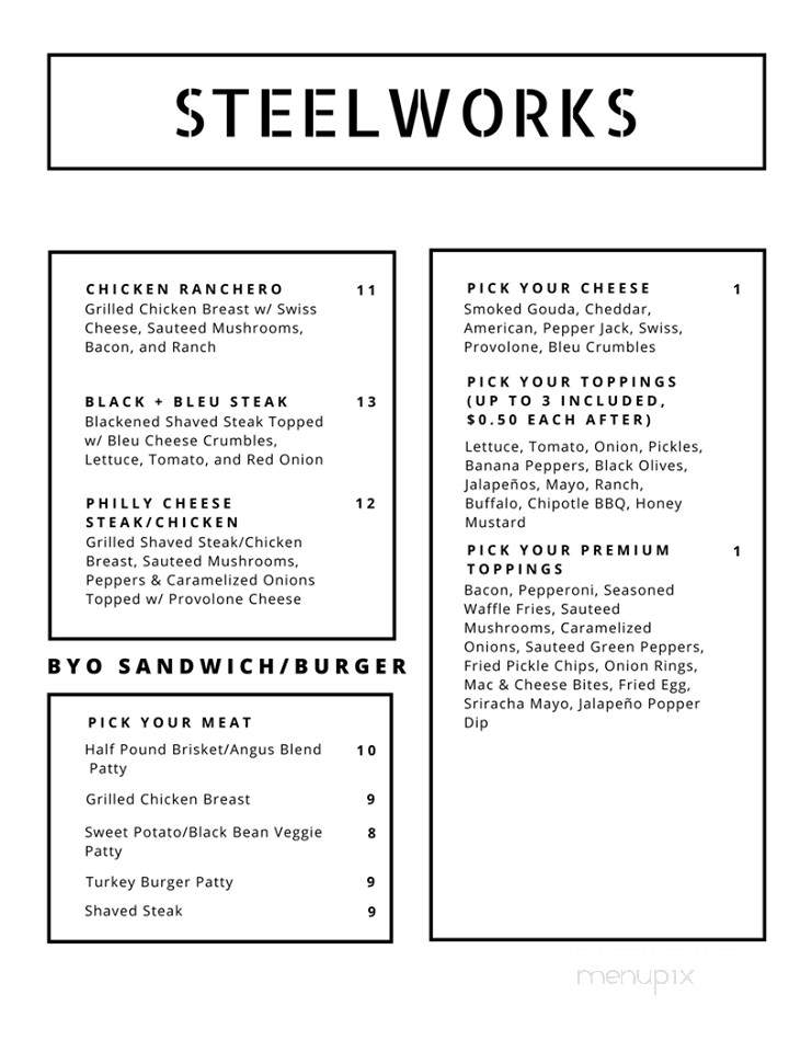 Steelworks - Indiana, PA menu_pic