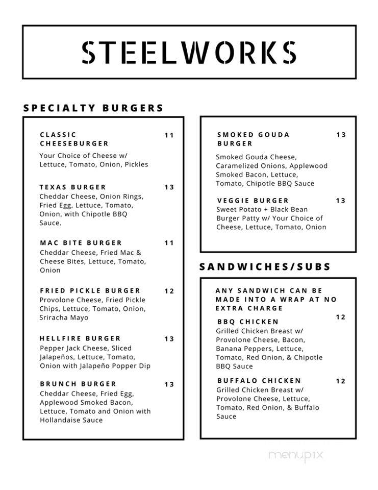 Steelworks - Indiana, PA menu_pic