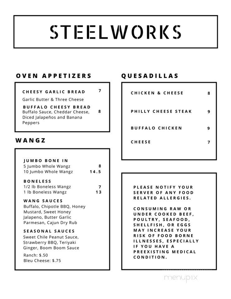 Steelworks - Indiana, PA menu_pic