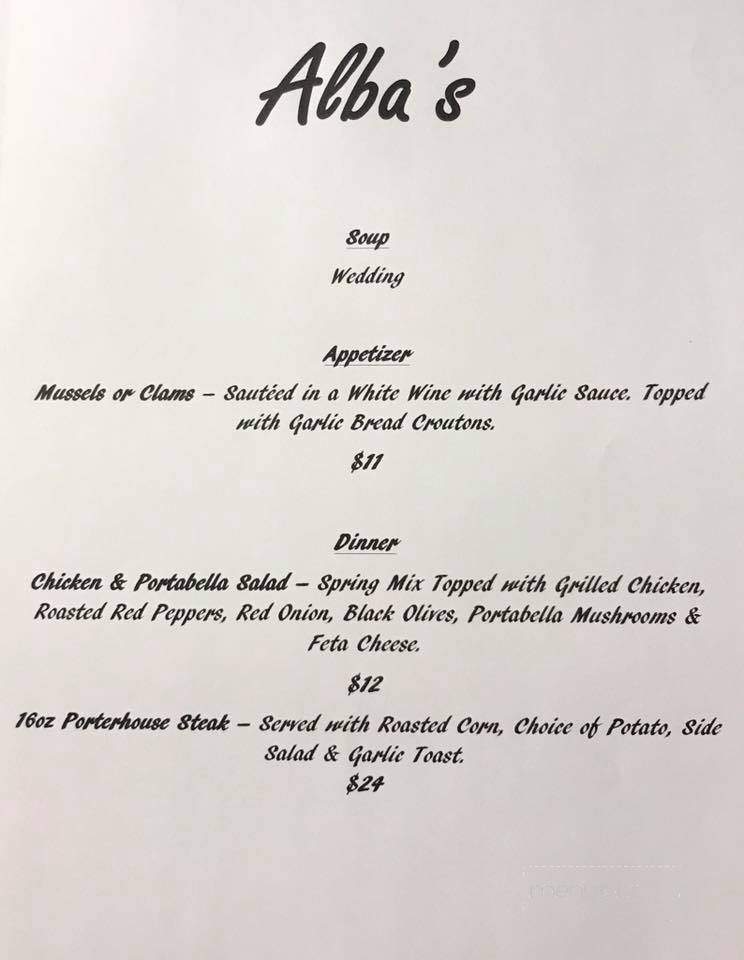 Alba's Bar & Grill - Homer City, PA menu_pic
