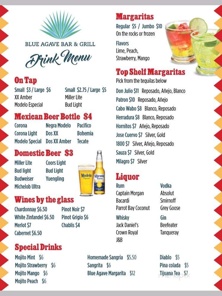 Blue Agave Bar and Grill - Punxsutawney, PA menu_pic