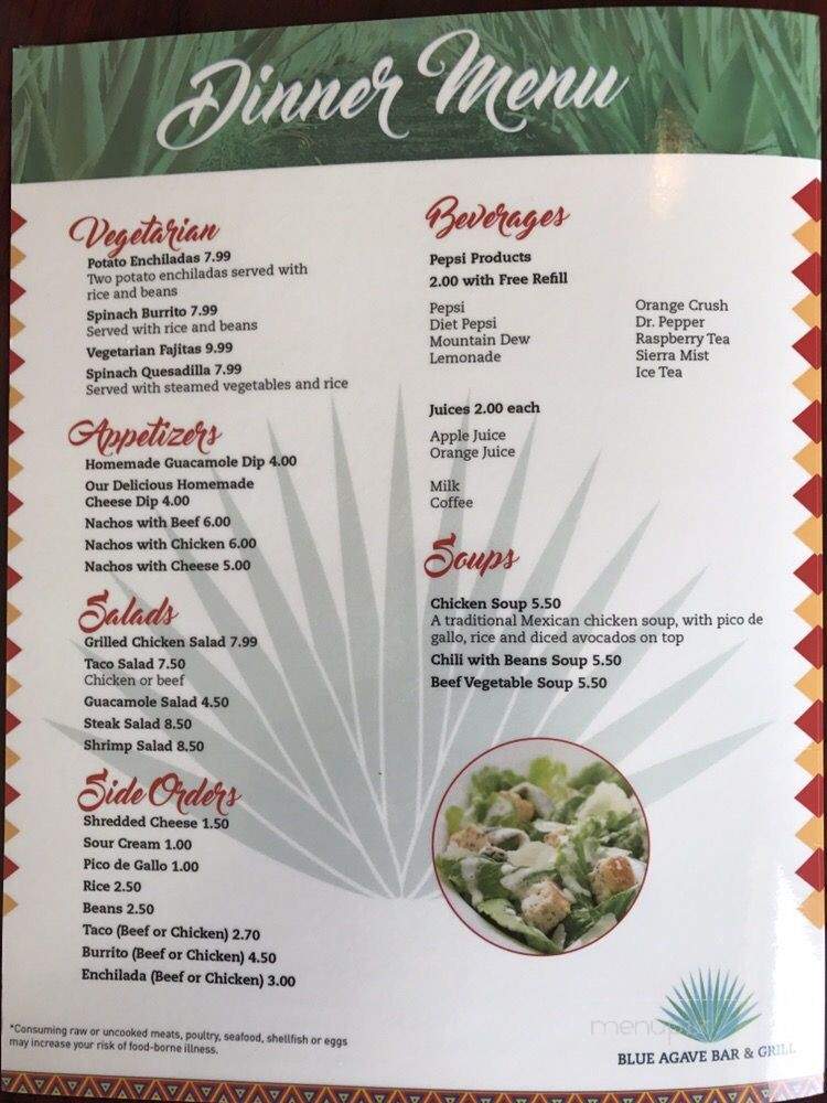 Blue Agave Bar and Grill - Punxsutawney, PA menu_pic