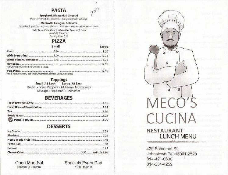 Mecos Cucina - Johnstown, PA menu_pic
