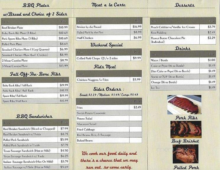 Red's Texas BBQ - Johnstown, PA menu_pic