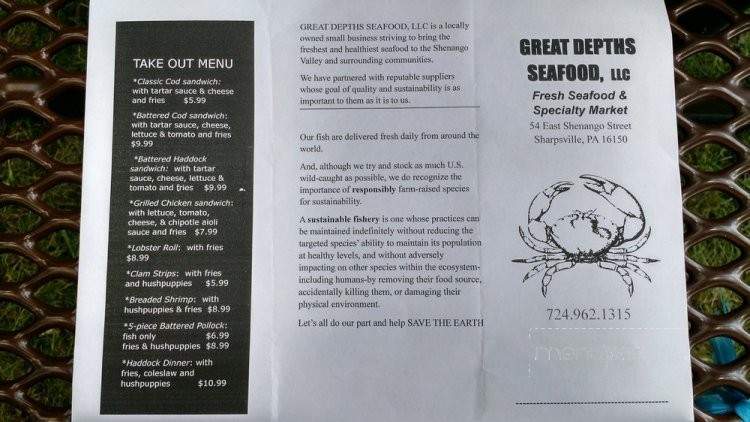 Great Depths Sea Food - Sharpsville, PA menu_pic
