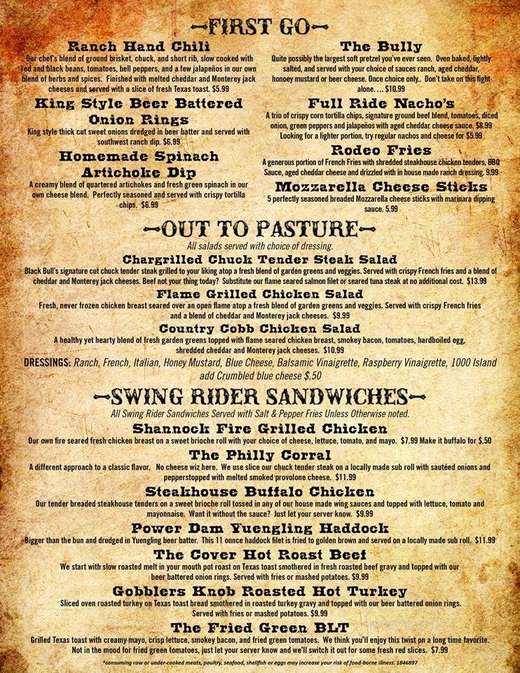 Black Bull Saloon - Dayton, PA menu_pic