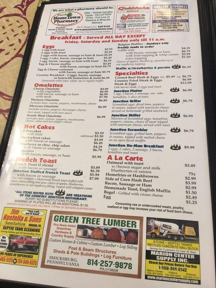 Country Junction Restaurant - Smicksburg, PA menu_pic
