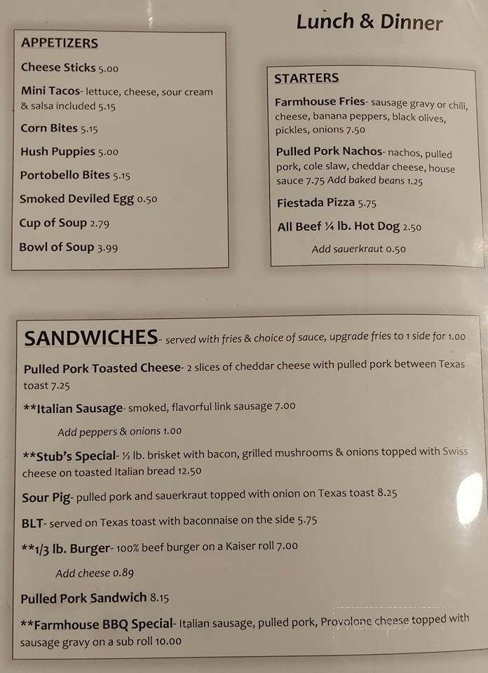 Farmhouse BBQ - East Titusville, PA menu_pic