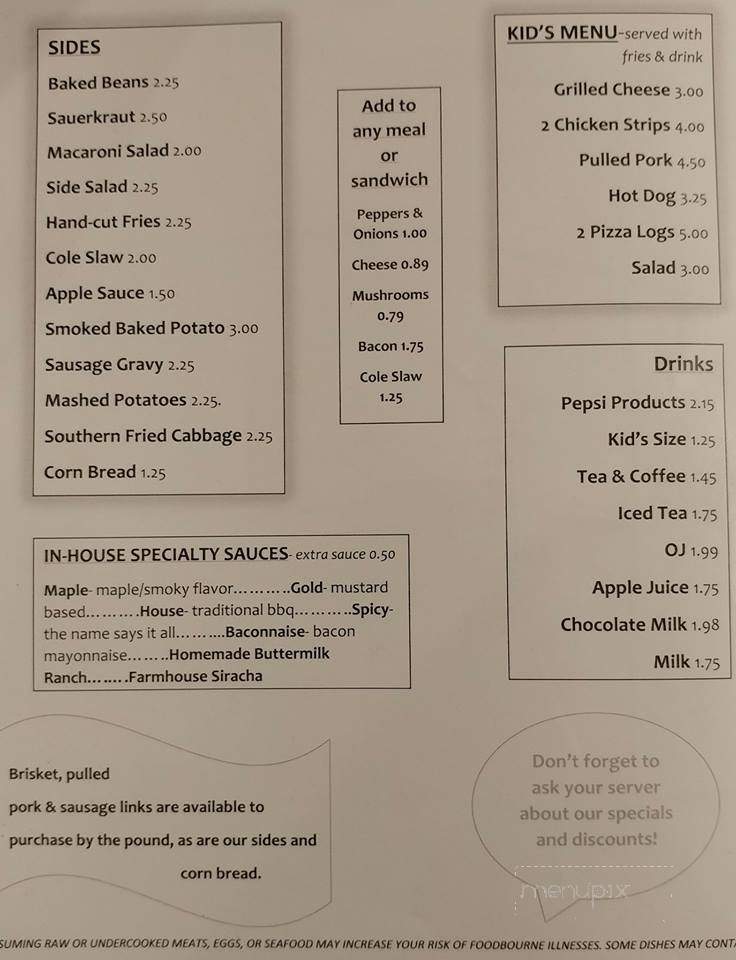 Farmhouse BBQ - East Titusville, PA menu_pic