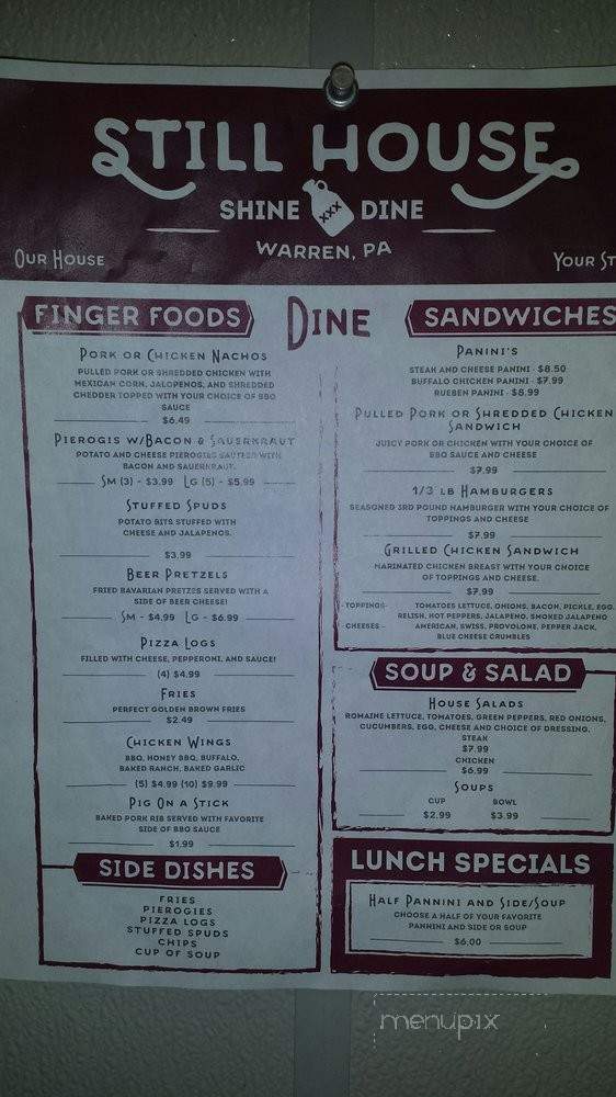 Still House - Warren, PA menu_pic