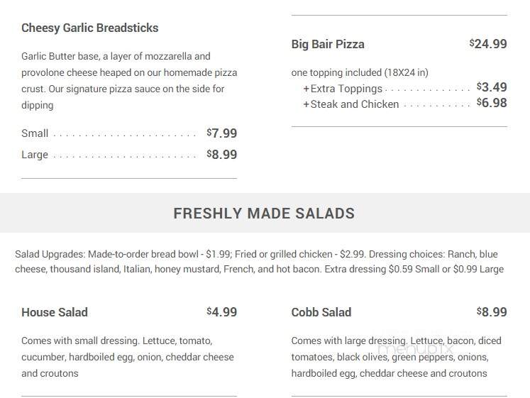 Grandma Bair's Family Restaurant and Catering - Kane, PA menu_pic